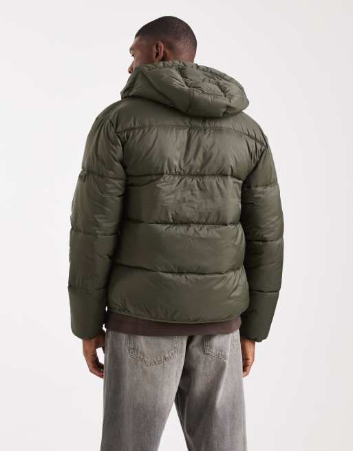 Hollister midweight hooded puffer jacket in green, 3 of 5