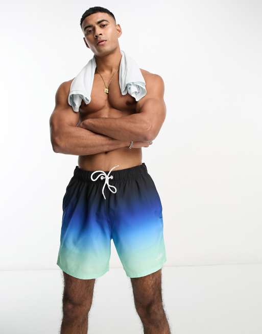 Hollister – Miętowo-niebieskie szorty kąpielowe ze wzorem ombre o długości 5 cali z logo