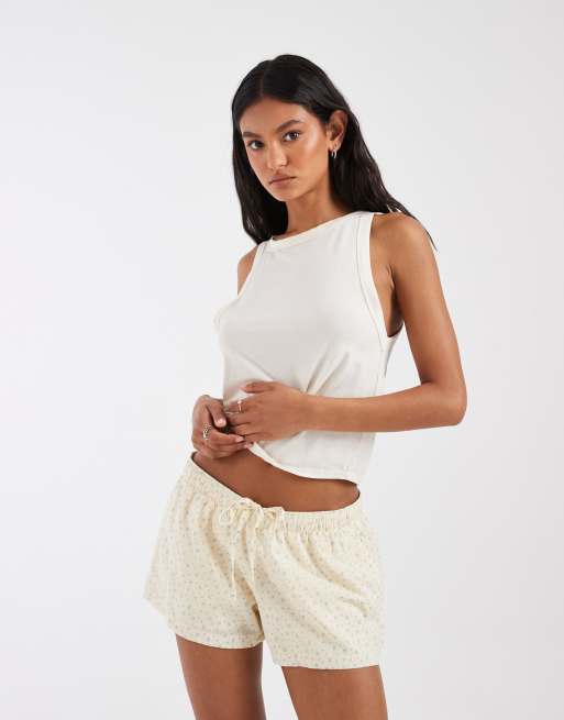 Hollister mini boxer pajama shorts in yellow ditsy print