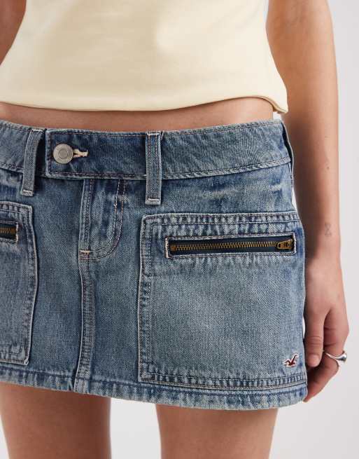 Hollister - Mini jupe-short en jean - Bleu moyen délavé, 2 de 5