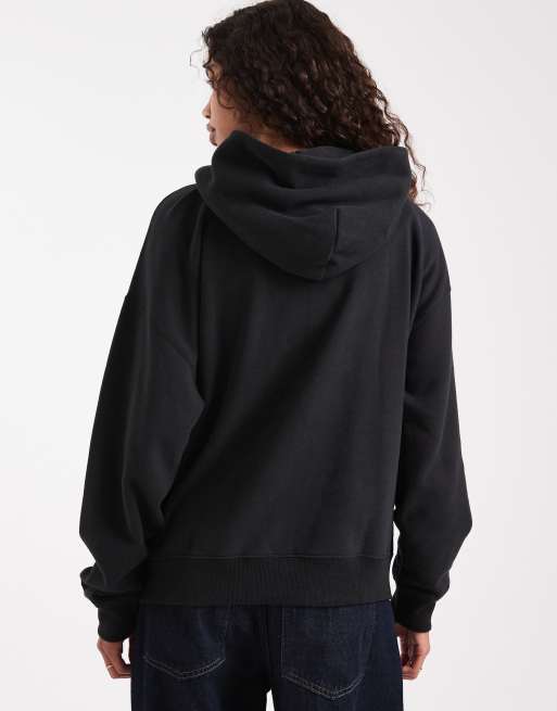 Hollister mini logo boyfriend hoodie in black, 3 of 4