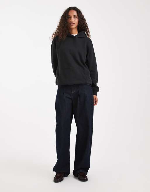 Hollister mini logo boyfriend hoodie in black, 4 of 4