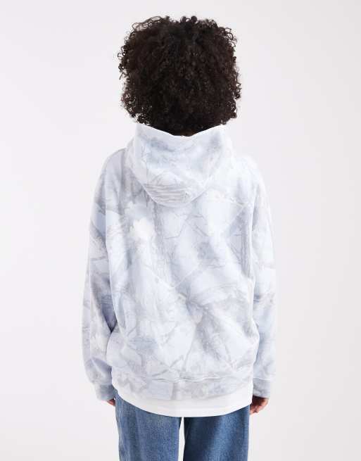 Hollister mini logo boyfriend hoodie in light blue abstract print, 4 of 4