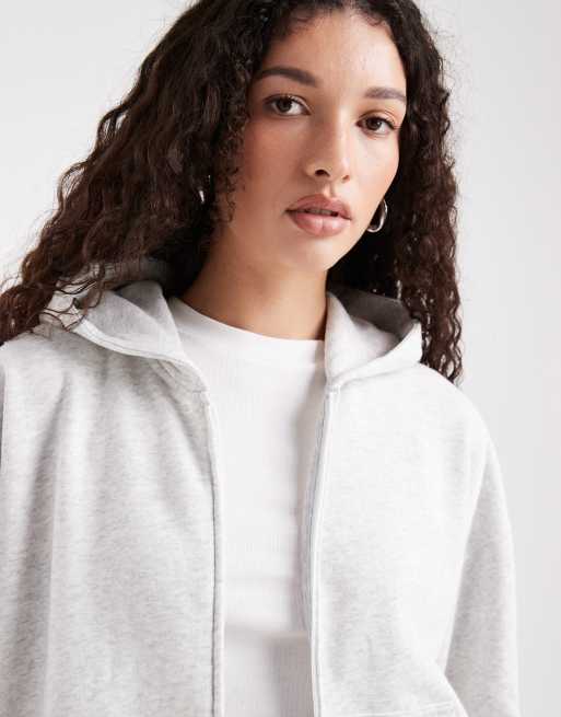 Hollister mini logo zip-through hoodie in grey, 3 of 4