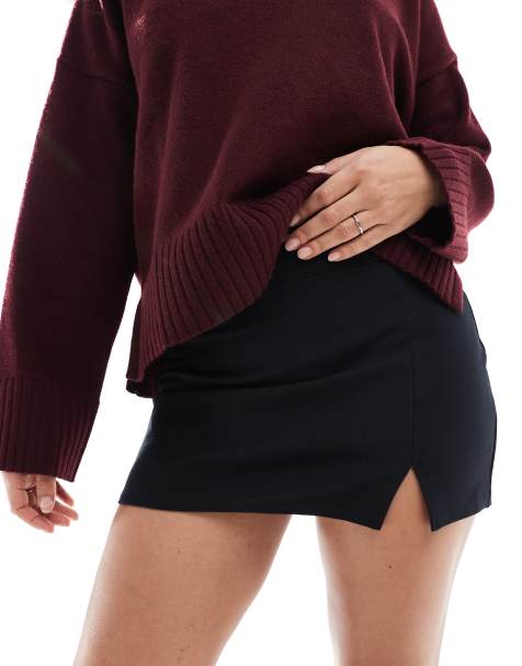 Hollister - Mini rokje met hoge taille en A-lijn in zwart - view 1