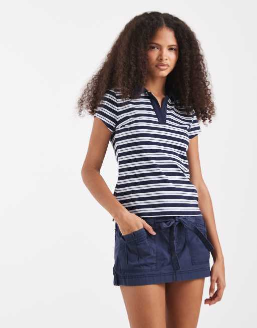 Hollister – Mini-Skort aus Twill in Marineblau mit Schnürung, 1 von 5