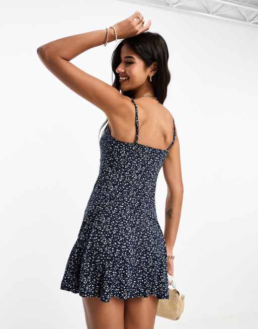 Hollister mini slip dress in navy floral