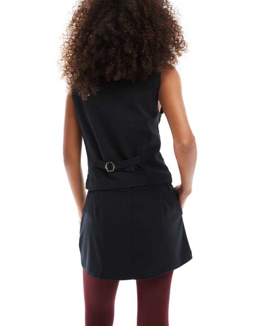 Hollister - Minigonna pantalone svasata sartoriale nera, 4 di 5