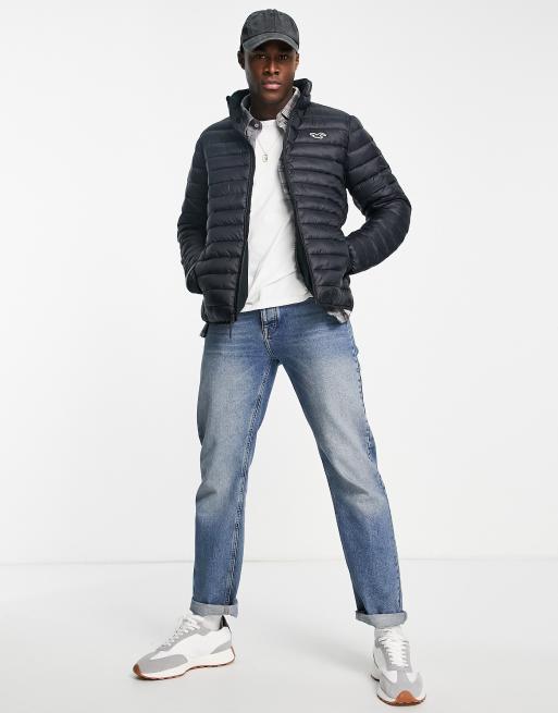 Hollister mock neck lightweight puffer jacket in black
