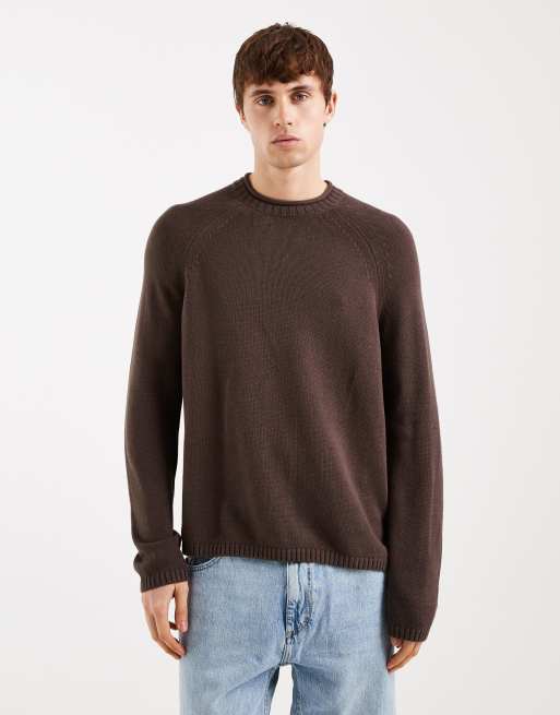 Hollister mockneck light knit sweater in brown