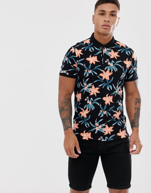 Polo a fleurs homme hot sale