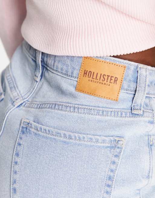 Hollister mom fit denim shorts in light blue, 3 of 4