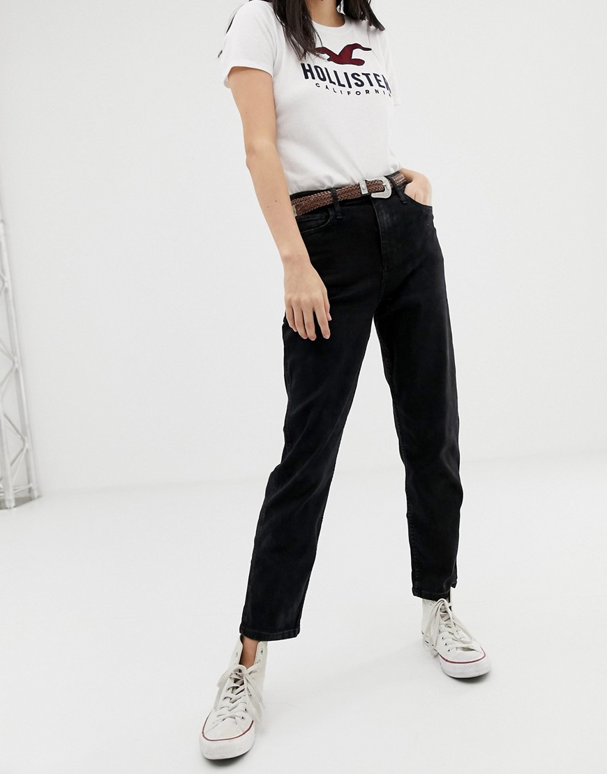 Hollister - Mom jeans met hoge taille-Zwart