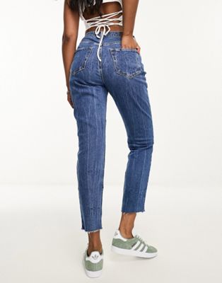 Hollister straight leg jeans with patchwork effect in light blue