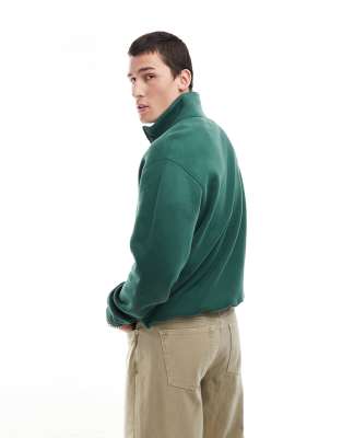 Hollister Monte Carlo athletics club vintage relaxed fit half zip sweatshirt in dark green