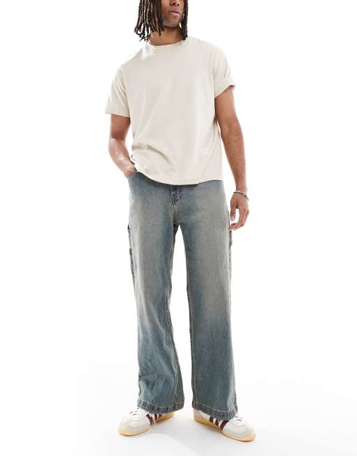 Hollister – Mörkblå, superbaggy jeans i snickarstil