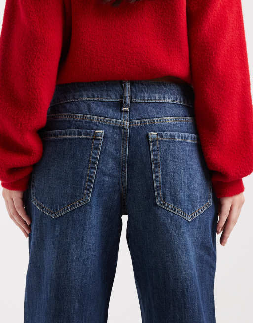 Hollister – Mörkblå, tvättade bootcut-jeans med låg midja, 4 av 5