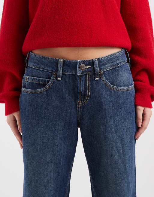 Hollister – Mörkblå, tvättade bootcut-jeans med låg midja, 5 av 5