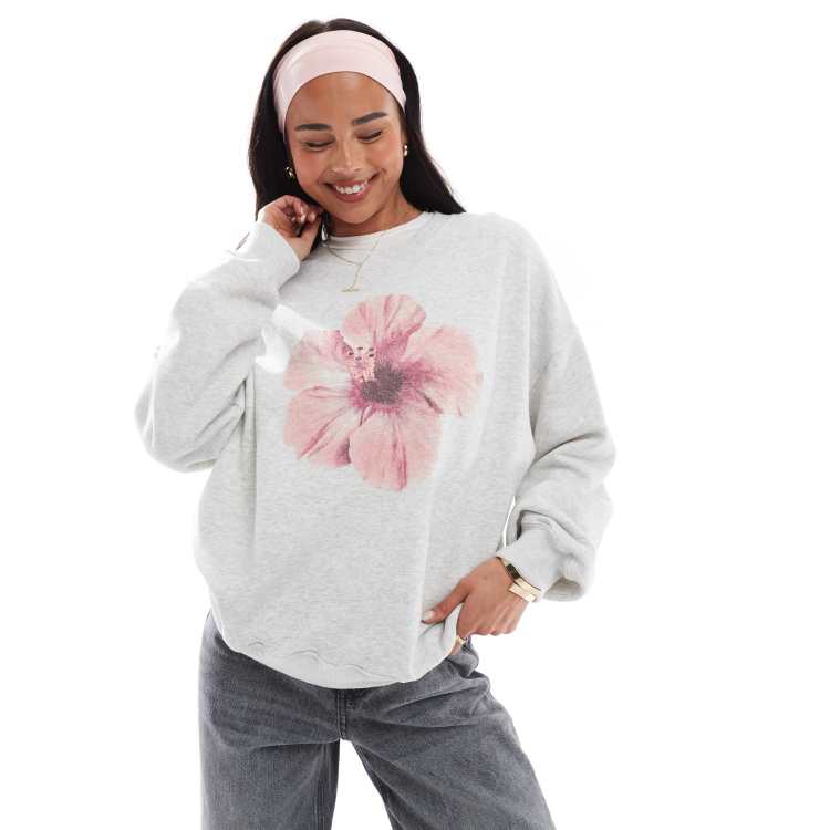 Hollister motif sweat top in grey ASOS