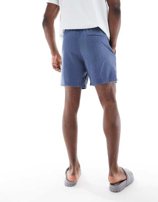 Hollister - Mørkeblå shorts med tekstur i hørblanding, 3 af 5