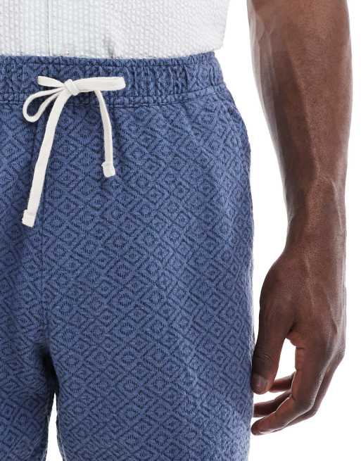 Hollister - Mørkeblå shorts med tekstur i hørblanding, 4 af 5