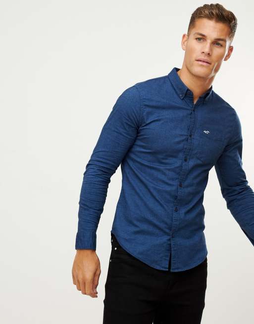 Stretch oxford muscle fit shirt hollister sale