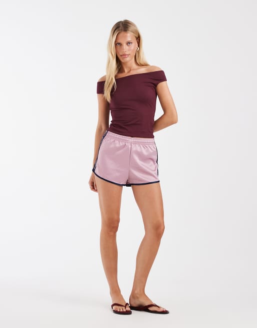 Hollister naadloze top met blote schouders in bordeauxrood, 3 van 4