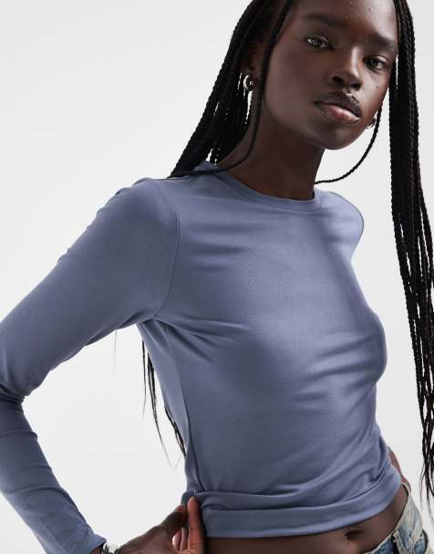 Hollister naadloze top met lange mouwen in blauw - view 1