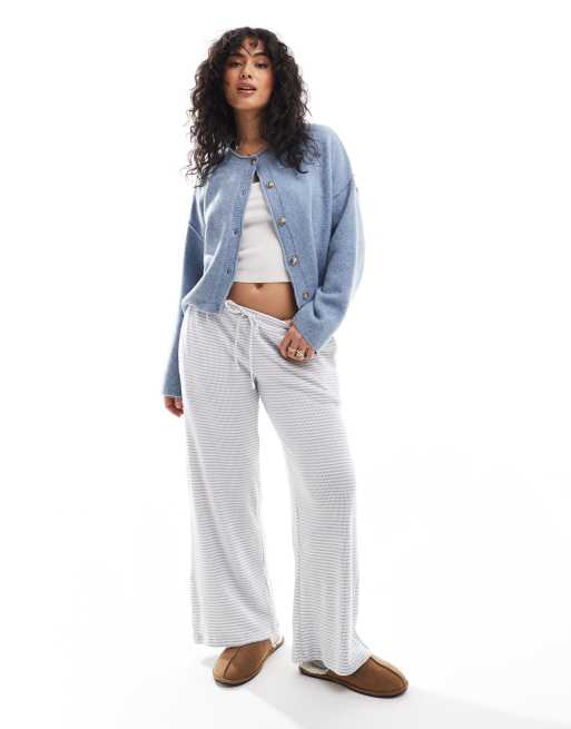 Hollister - Nachtkleding - Behaaglijke geribbelde, gestreepte baggy broek in blauw