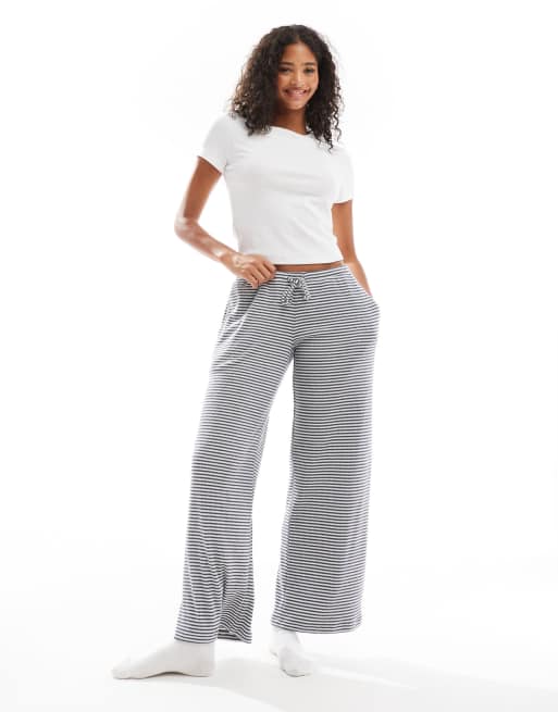 Hollister - Nachtkleding - Geribbelde baggy broek met strepen in marineblauw