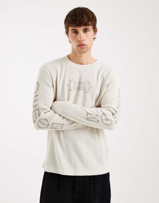 Hollister – Naturvit, långärmad topp med tryck