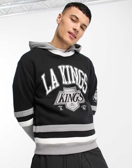 Hollister NHL LA Kings Felpa con cappuccio nera e grigia stile hockey