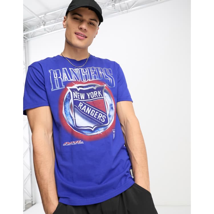 Men's Relaxed New York Rangers Graphic Hockey Jersey Hoodie in Blue Size M from Hollister