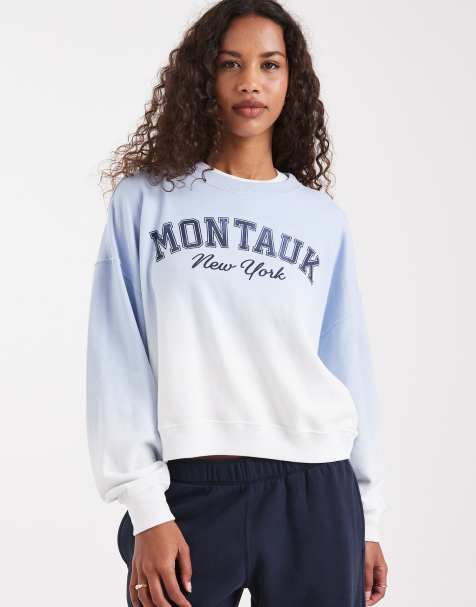 Hollister crewneck front graphic sweatshirt in blue ombre