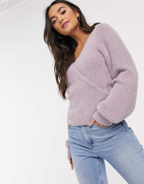 Hollister – Niebieski sweter z kopertowym przodem - view 1