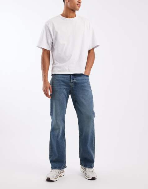 Hollister straight leg jean in medium blue wash