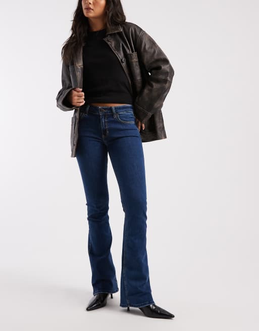 Hollister – Niebieskie sprane jeansy ze średnim stanem