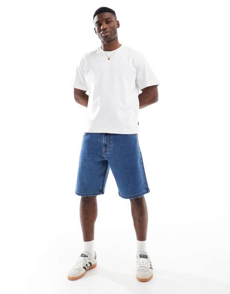 Hollister baggy carpenter knee length denim short in blue