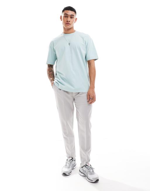 Hollister – Niebiesko-zielony gruby T-shirt o pudełkowym kroju w paski