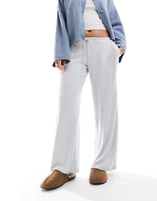 Hollister nightwear cosy ribbed baggy trouser in blue stripe ASOS