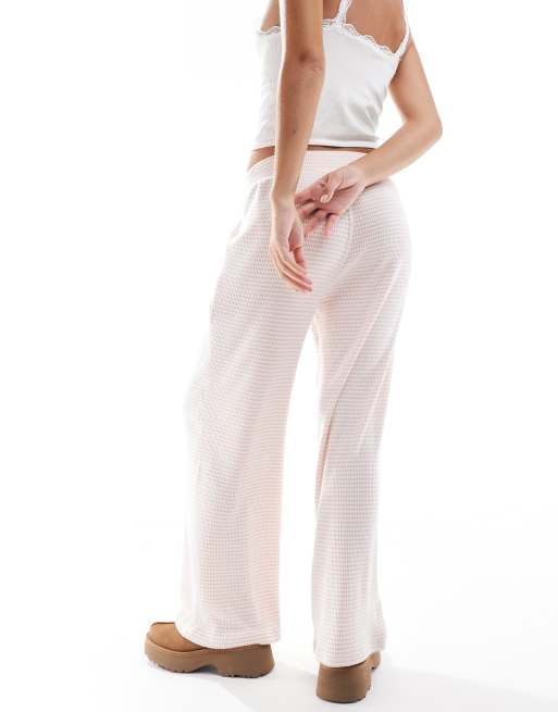 Gerippte Damen Pyjamahose Mit Taschen - Bequeme Lounge Hose Mit Kordelzug