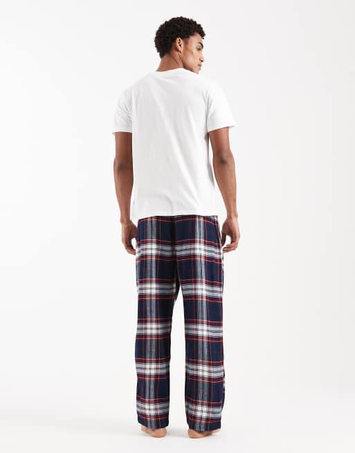 Hollister nightwear trouser in navy check, 3 of 4