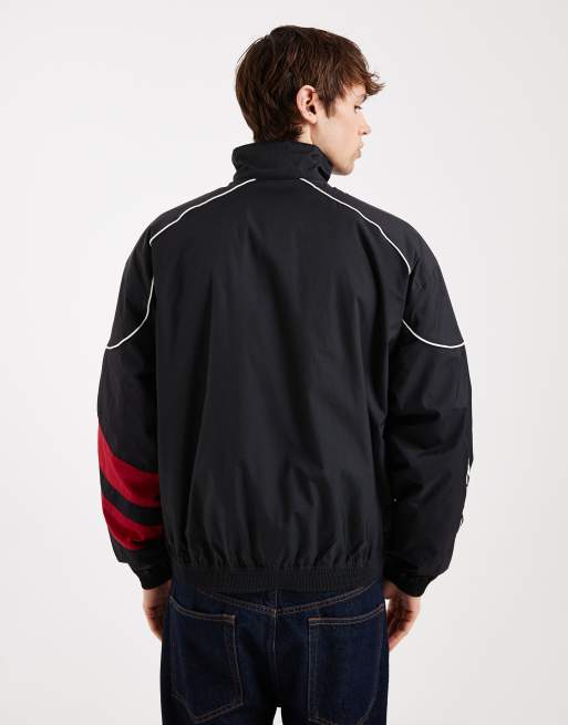 Hollister nylon racing graphic jacket in black | ASOS