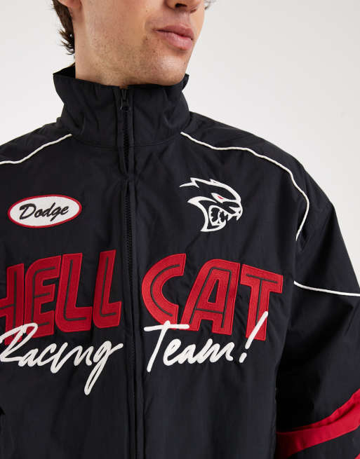 Hollister nylon racing graphic jacket in black | ASOS