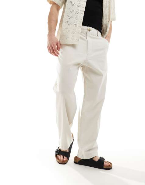 Hollister baggy linen trouser in beige