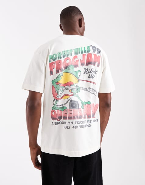 Hollister – Obszerny biały T-shirt z krótkimi rękawami i grafiką - view 1