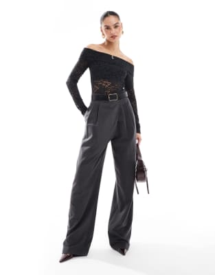 HOLLISTER OFF SHOULDER LONG SLEEVE ALLOVER LACE TOP 