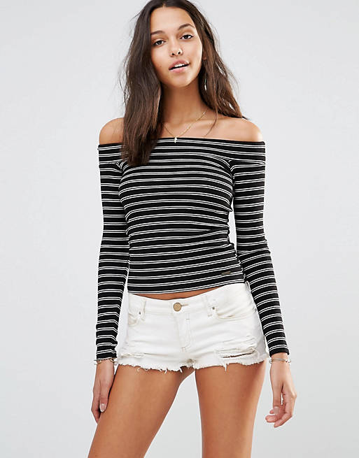 Mode Tops Off the shoulder tops Hollister Off the shoulder top turkoois casual uitstraling 