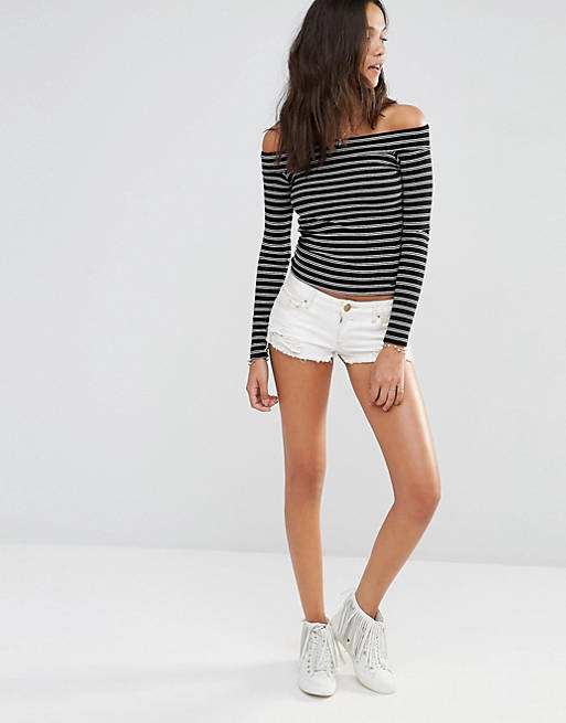 Hollister Off the shoulder top turkoois casual uitstraling Mode Tops Off the shoulder tops 