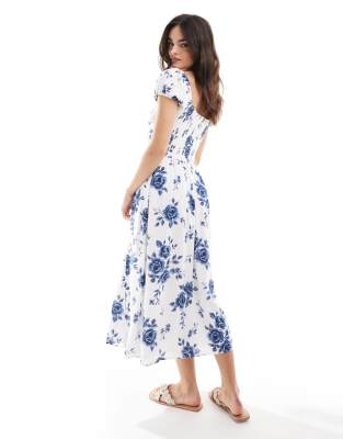 Hollister Off Shoulder Sweetheart Midaxi Dress With High Thigh Split In Red